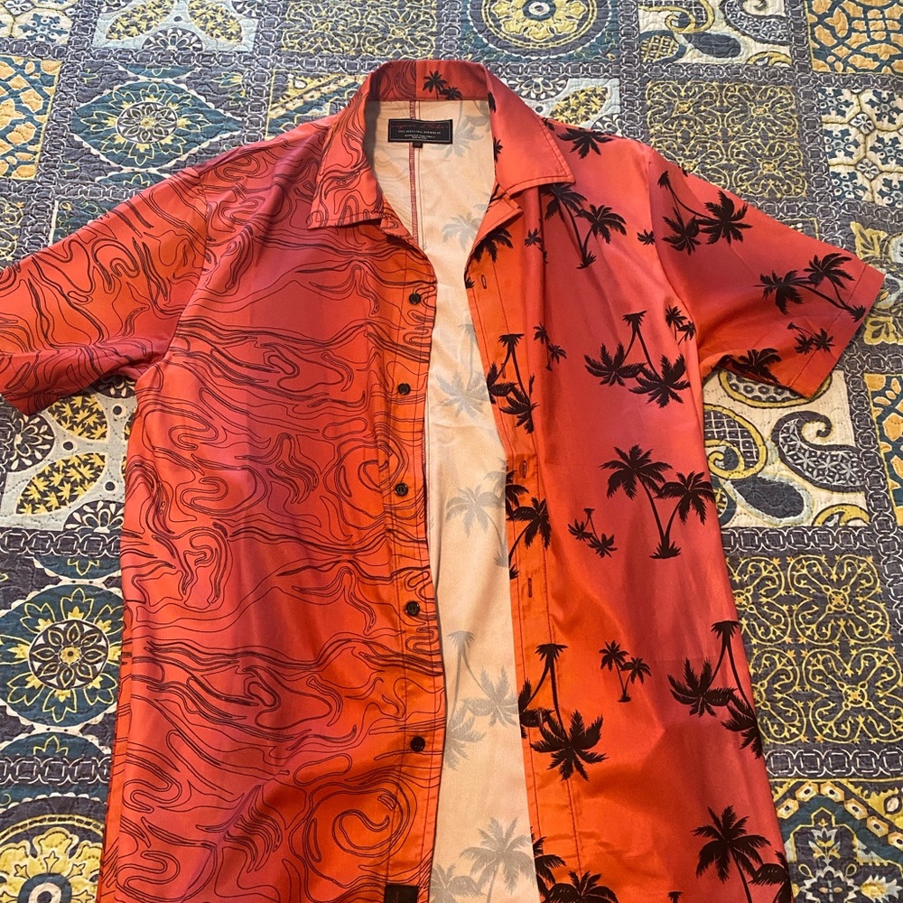 Men's ZODAD'S Vintage Orange Rayon Floral Surfer Hawaiian Shirt